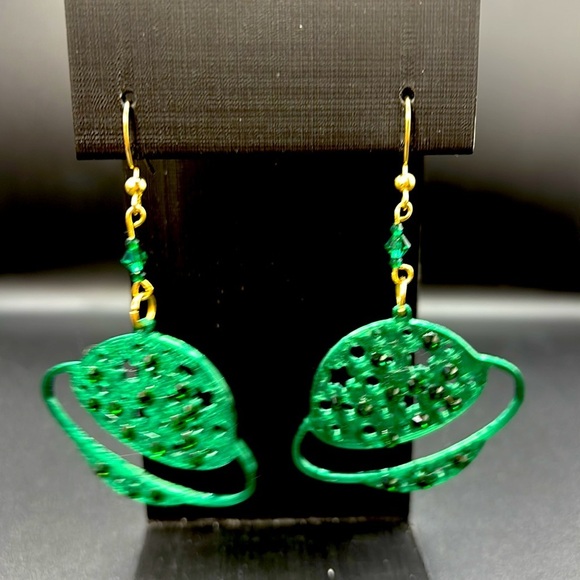 Green Planet Earrings - Picture 3 of 6
